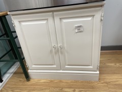 White lower cabinet