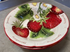 Large Pier 1 Handpainted Strawberry Dolomite Bowl (Each)