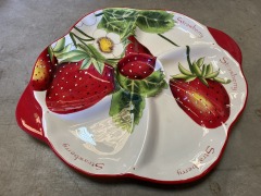 Pier1 Handpainted Strawberry Dolomite Serving Tray