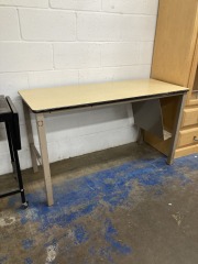 Vintage Worktable With Metal Base