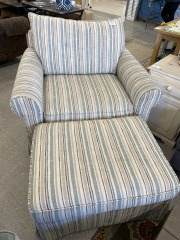 Striped Chair and Ottoman