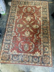 Traditional Terra Cotta Wool Rug 5 x 8