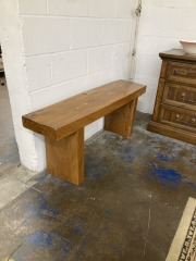 Rustic Modern Blocky Wood Bench
