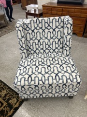 Blue\/White armless chair