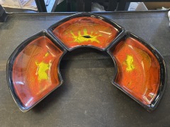 Vintage Volcanic USA California Pottery Snack Set of 3