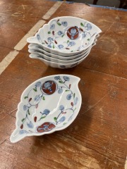 Vintage Japanese Shell-Shaped Ceramic Bowls (set of five)