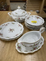 Vintage Johann Haviland Bavaria Germany Moss Rose China (Set of 12)