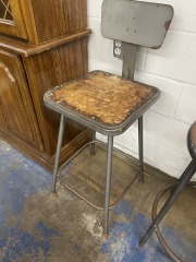 Industrial Stool with Back