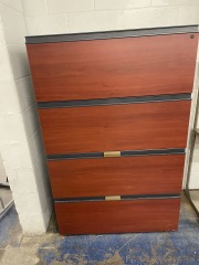Cherry & Grey Four Drawer Lateral Laminate Filing Cabinet