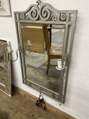 Modern Silver Candelabra Mirror (Only One Light Works)
