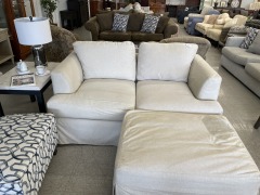 Beige Loveseat w\/ Ottoman