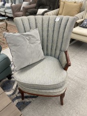 Blue Brocade Arm Chair