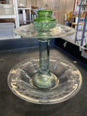 Vintage Upcycled Etched Glass Bird Feeder