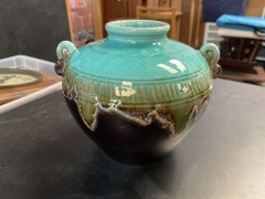 Turquoise Glazed Art Pottery Vase Jar