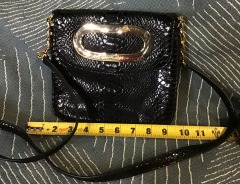 Michael Kors in Black Leather Snake Print Crossbody Handbag Purse