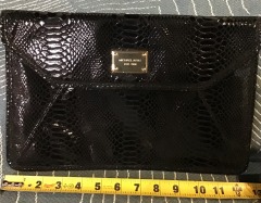 Michael Kors Black Python Envelope Clutch Bag W\/ Gold Hardware