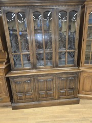 DARK BROWN 2 PIECE HUTCH W\/ GLASS SHELVING