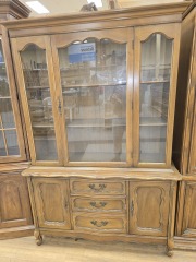 VINTAGE STYLE CHINA CABINET W\/ WOODEN SHELVES