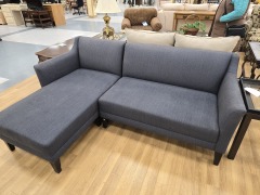L SHAPED NAVY BLUE SECTIONAL