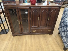 MAHOGONY STYLED 4 DOOR 1 DRAWER CONSOLE TABLE 53\