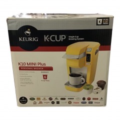 Keurig K10 MINI Plus Personal Brewer. This single-serve coffee maker is designed for use with K-Cup packs.