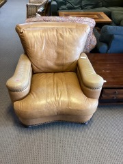 Beige Leather Arm Chair