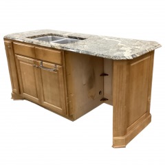 Kitchen Island w\/ Granite Top and Stainless Double Sink