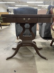 Vintage Harp Motif Dark Wood Parlor Table