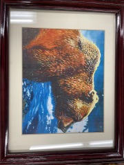 Bear Taking a Splash Framed Art