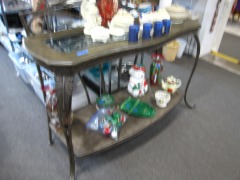 Ornate Glass & Metal Console Sofa Table