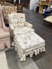 Floral Armchair with Ottoman
