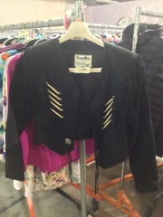 Vintage Pioneer Wear Crop Black Suede Fringe Western Jacket SIZE LARGE