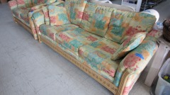 Rattan Frame Sofa w\/Pillows