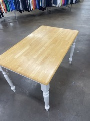 Blonde and White Farmhouse Dining Table