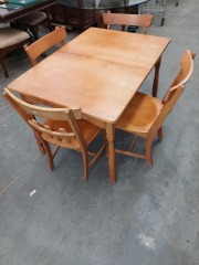 45X32 DINING TABLE W\/4 CHAIRS, INTERNAL LEAF