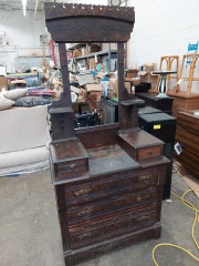 ANTIQUE SIDEBOARD W\/STONE SHELF