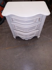 WHITE 3 DRAWER CURVED FRONT NIGHTSTAND