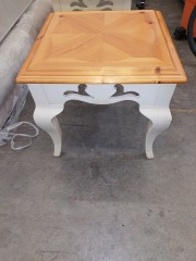 PINE TOP PAINTED WHITE BOTTOM END TABLE