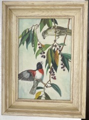 Vintage Roger Tory Grosebeak Birds Framed Original Art