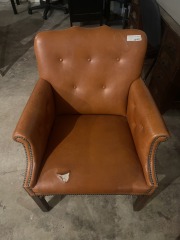 Orange Tufted Wingback Armchair