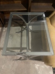 Glass and Metal End Table