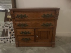 Eastlake Oak Chest w Pie Crust Detail
