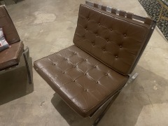 Brown Leather Barcelona Chairs