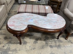 Pink Serpentine Marble Top Coffee Table