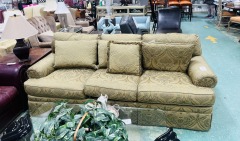 Olive\/gold Brocade Sofa