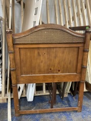 Twin Wood Head Board with Wicker Detail