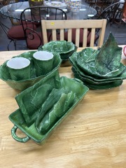 Vietri Foglia Stone Leaf Dishware (set of 13) AS-IS