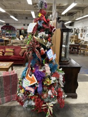 The Most X-mas per Square Foot X-mas Tree (original assemblage scupture)l