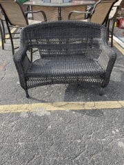 Black Wicker Patio Bench
