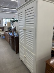 White Louvered Armoire